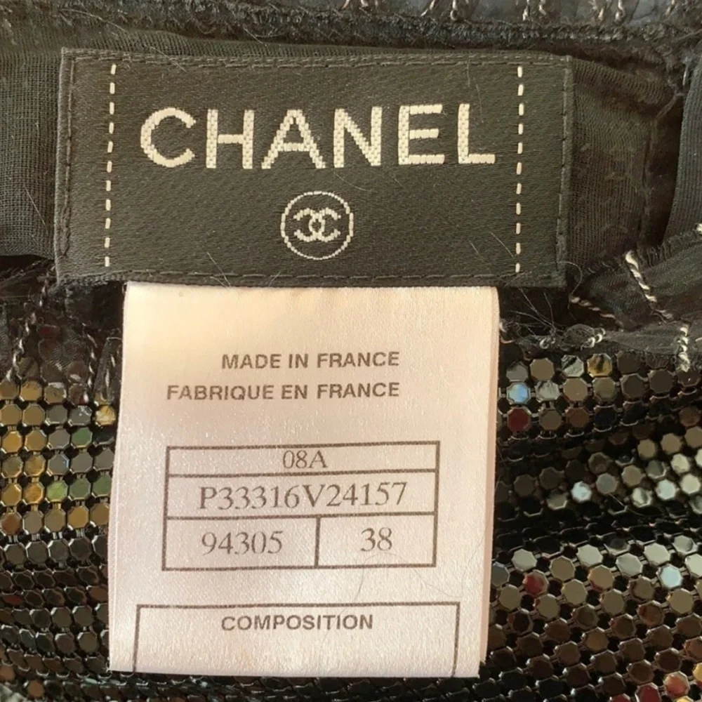 Circa Chanel 2008 Runway Sequin Black Silk top Sz 38 - Picture 9 of 13